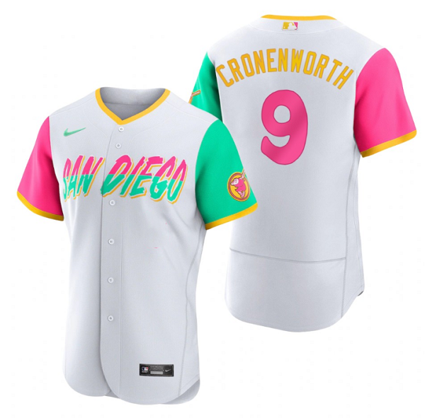Men's San Diego Padres #9 Jake Cronenworth 2022 White City Connect Flex Base Stitched Baseball Jersey